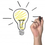 Drawing a bulb on a virtual whiteboard.